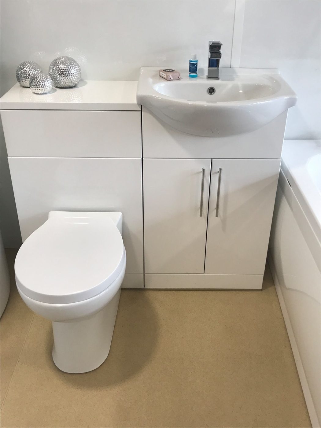 Cloakroom vanity unit and WC