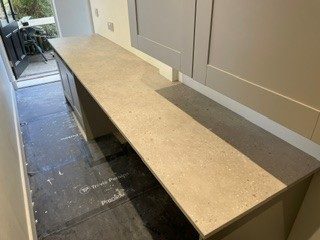Utility room worktop being fitted